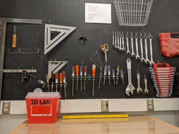An image of the tool wall in the ID lab